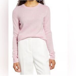 Nordstrom Lightweight Cashmere Crewneck Sweater in Pink Fade Size Large